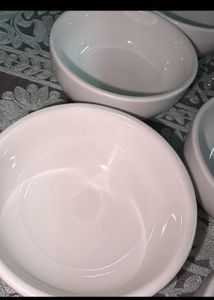 Set of 10 Glossy White Ceramic Bowls