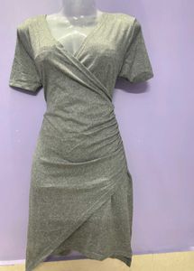 Sparkly Grey Wrap Dress