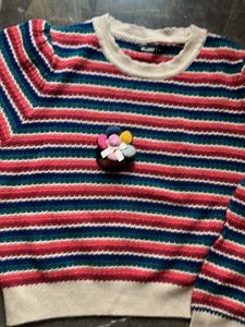 New Crewneck Sweater with Flower Applique