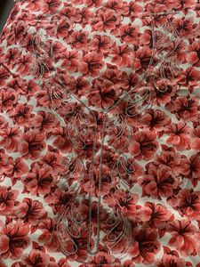 red floral 4 miter dress material
