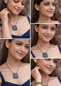 Elegant Oxidized Silver Pendant Necklace