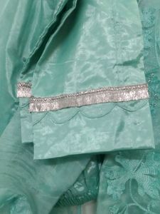 Blue Suit With Silver Work Nag And Lace