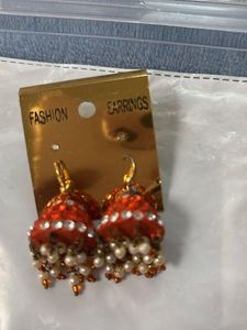 Sparkling orange yellow beads  Jhumka Earrings