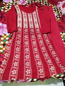 Women Woolen Frock Set With Legging