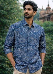 Park Avenue Floral Shirt navy blue