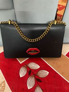 Black Leather Heart Crossbody Bag