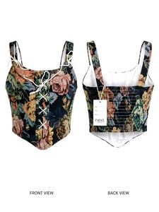 Floral Corset Top with Lace-up Detail