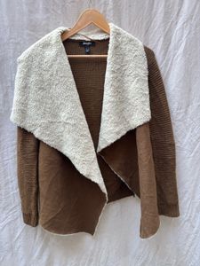 Brown Faux Shearling Cardigan