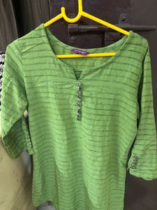 Green Striped Kurta