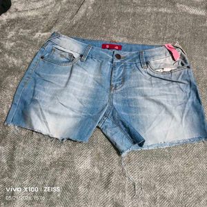 Light Wash Denim Cut-Off Shorts