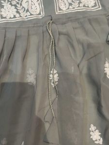 chikankari Elegant Embroidered Grey Kurta