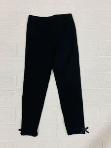Black Leggings with Bow Detail