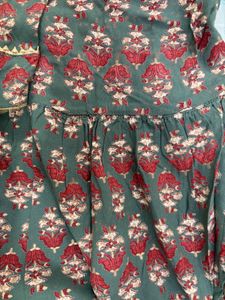 Green Printed Cotton Kurta sharara set