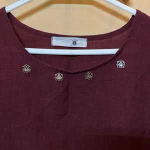 Maroon Ruffled Hem Dress