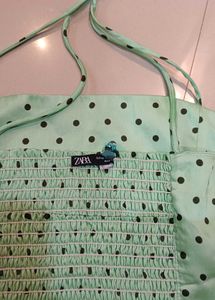 Polka Dot Halter Neck Crop Top