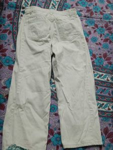 Cream Wide Leg Jeans