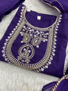 Embroidered Purple Kurta Set