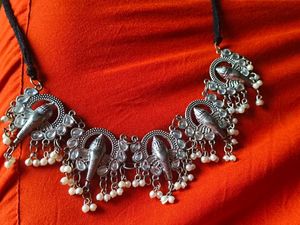Boho Elephant Choker Necklace+free studs