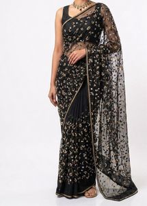 Designer Black Net Saree