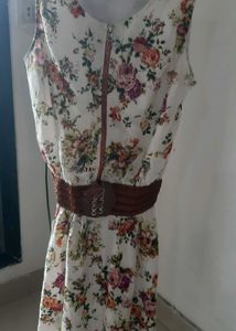 Pretty floral print uneven length dress for women