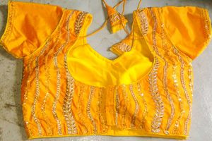 Yellow padded Embroidered Blouse