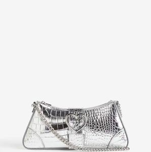 H&M croc heart buckle silver bag