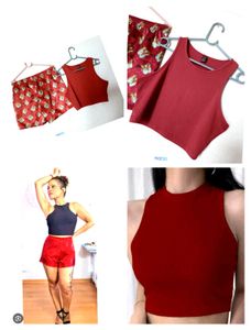 Red Sleeveless Top & Shorts Set