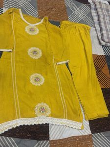 Yellow Kurta Set with Intricate Embroidery