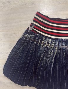 Denim Pleated Skirt