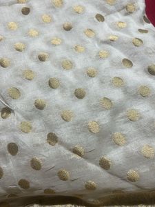 White &amp; Gold Banarasi dyeble viscos dupatta