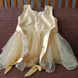 Beautiful Golden Colour Satin Net Frock🥰🥰