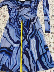 Blue Patterned Mini Dress(XS)