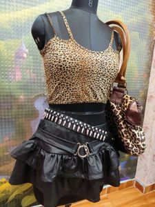 Leopard Print Crop Top &amp; Skirt Set