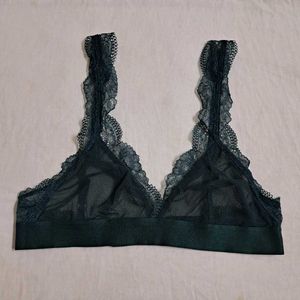 Y2k Vintage Dark Green Layering Lace Bra