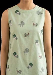 COMBO: Flashy Green Crop  + animal print to