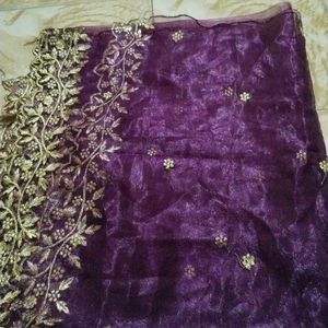 Designer Embroidered Purple dupatta