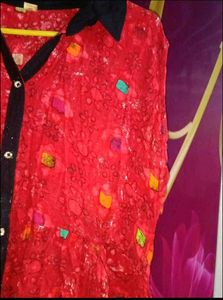 Stylish Red Printed Midi Dress