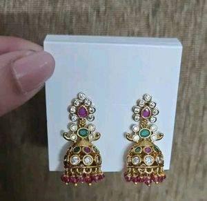 Indian Jhumka Earrings with Pearls zeronica