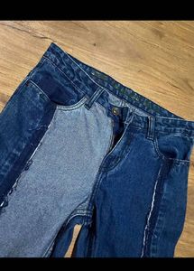 Two-Tone Y2K Denim Jeans