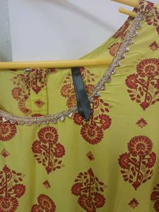 Yellow Printed Kurta