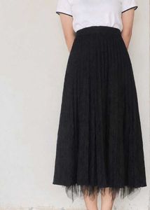 Black Pleated Midi Skirt
