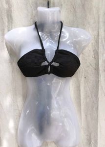 I. Stylish Black Textured Bikini Top