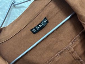 shein brown coloured denim jacket