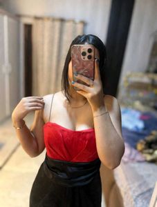 Chic Red &amp; Black Party Dress