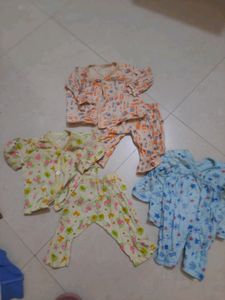 Baby Cotton Night Suit 3 Pairs