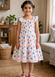 Cute Floral Print Cotton Dress