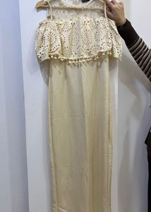 Elegant Cream Cold Shoulder Gown