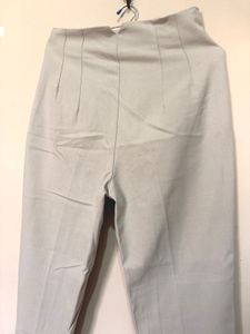Beige High-Waisted Trousers