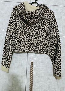 H&amp;M Leopard Print Sweatshirt With Hoodie