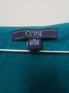 Teal Ruched Dress with Embellished Waist